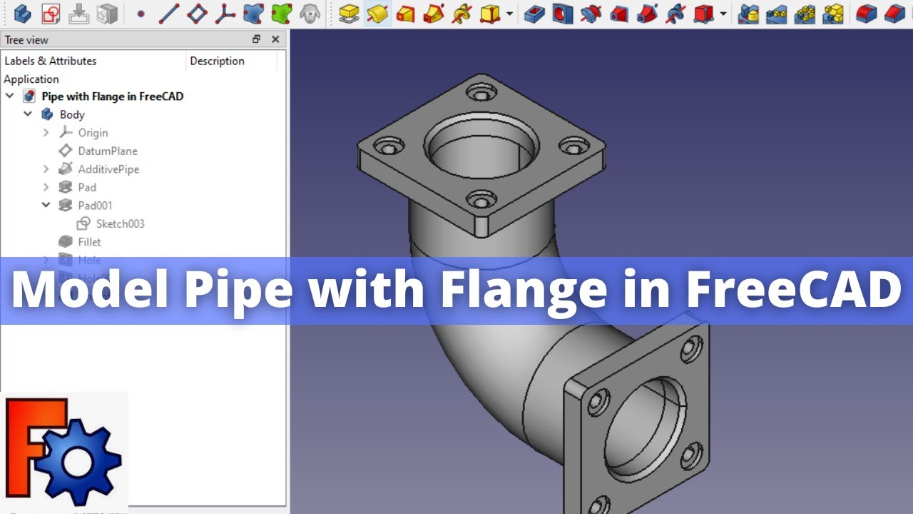 'Video thumbnail for Model Pipe with Flange in FreeCAD | FreeCAD | FreeCAD Part Design | FreeCAD Pipe | Mechnexus|'