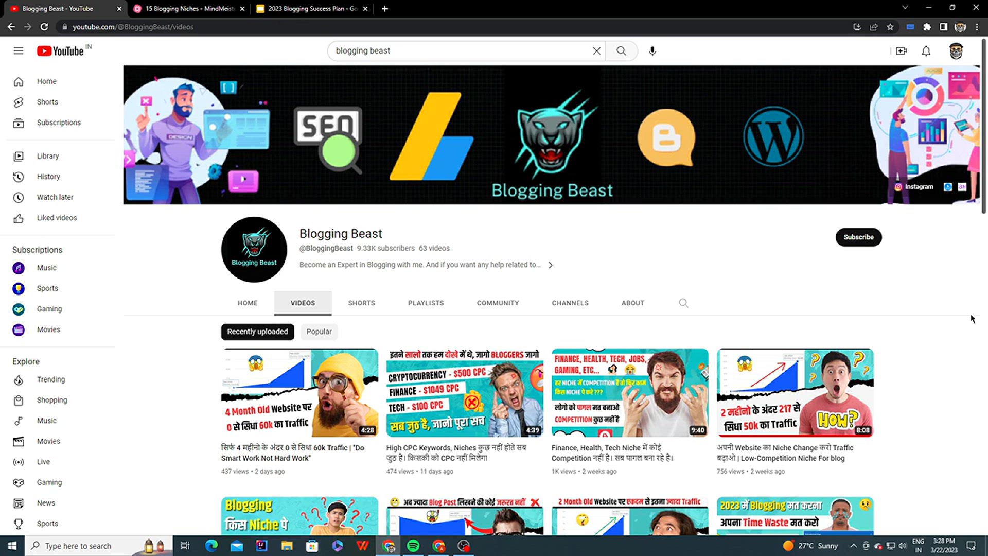 'Video thumbnail for 15 Micro Blogging Niches For Beginners _ Hindi + International _ 100% Success'