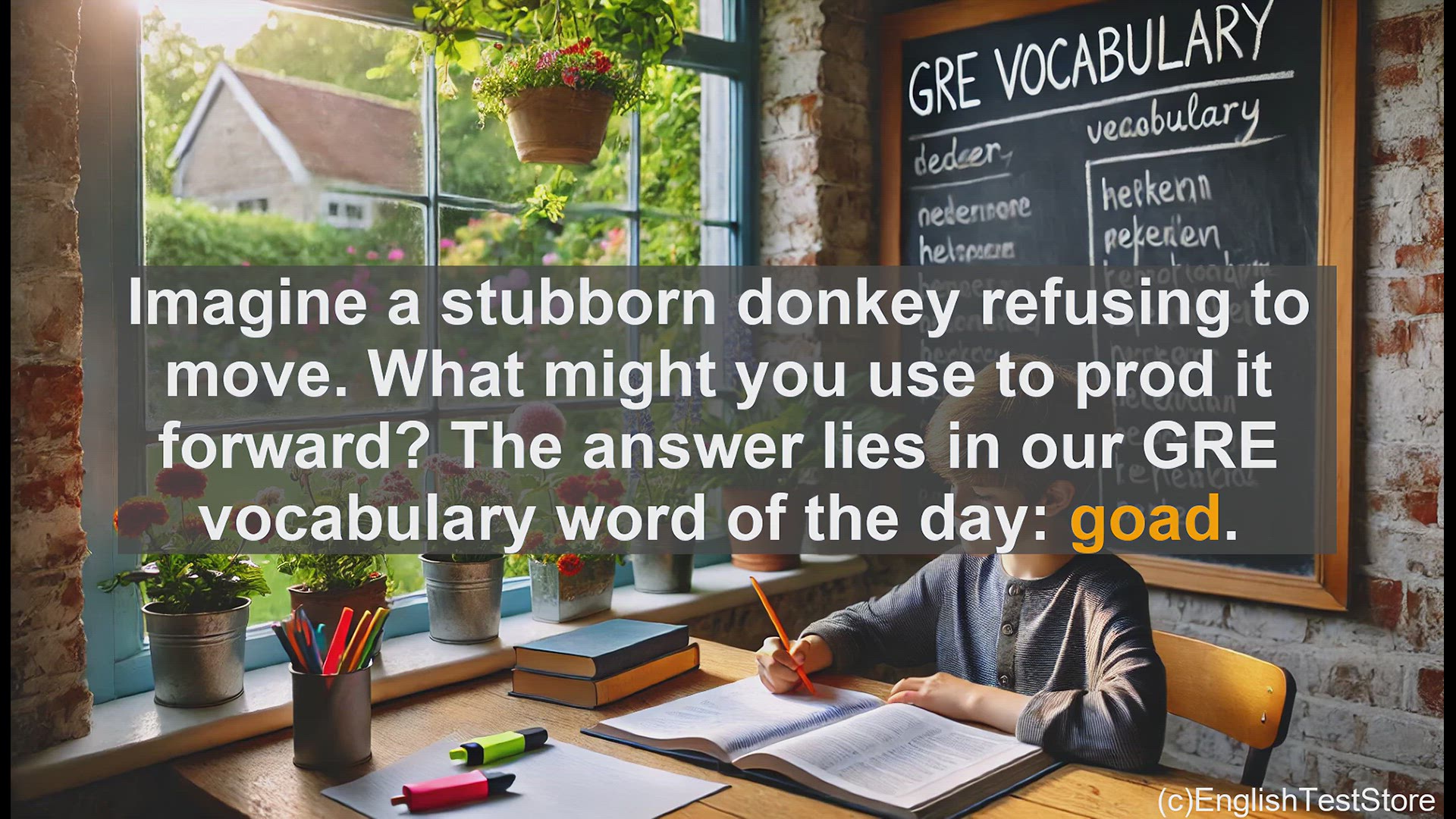 'Video thumbnail for GRE Vocabulary Lesson: Goad - Urging Forward or Provoking Action'