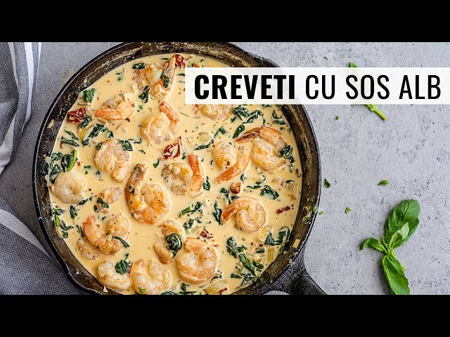 'Video thumbnail for Gata în 15 minute! Creveți la tigaie în sos alb cu smântână și parmezan.'