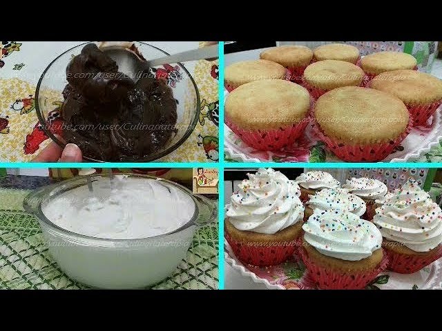 'Video thumbnail for Recheio de Chocolate e Cobertura de Chantininho - COMO FAZER CUPCAKE'
