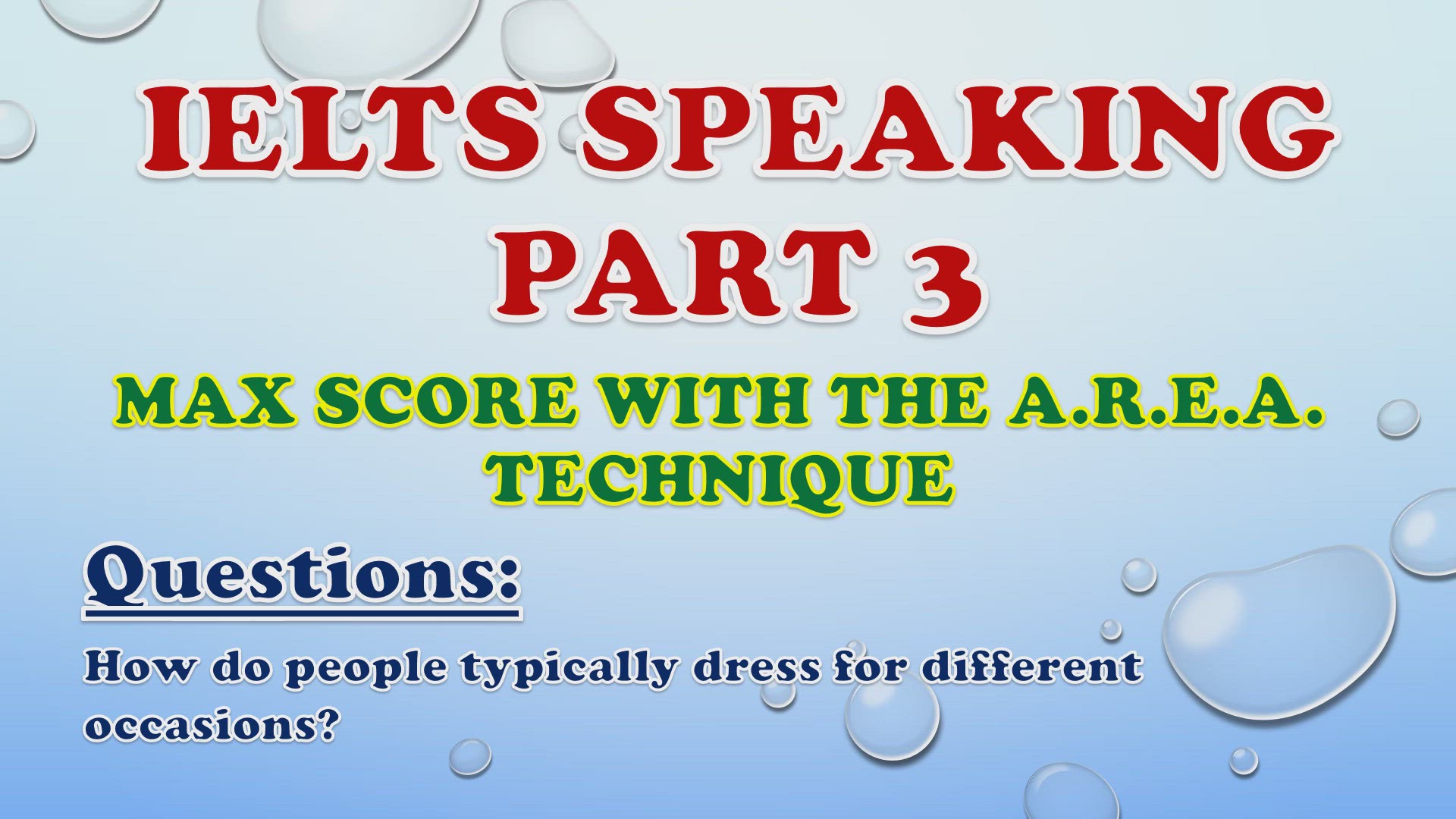 'Video thumbnail for How do people typically dress for different occasions? - IELTS Speaking Part 3'