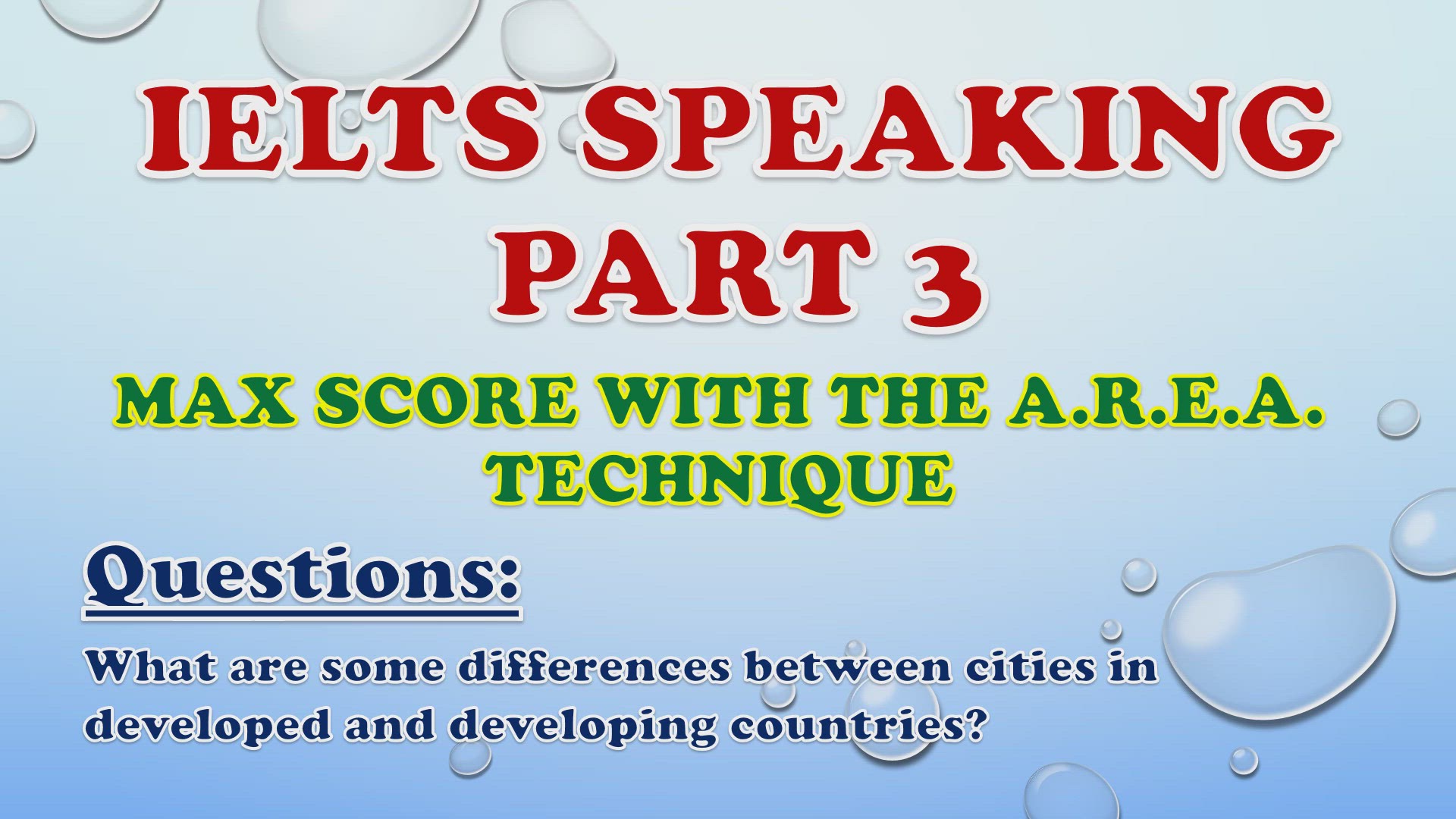 'Video thumbnail for What are some differences between cities in developed and developing countries? - IELTS Speaking Part 3'