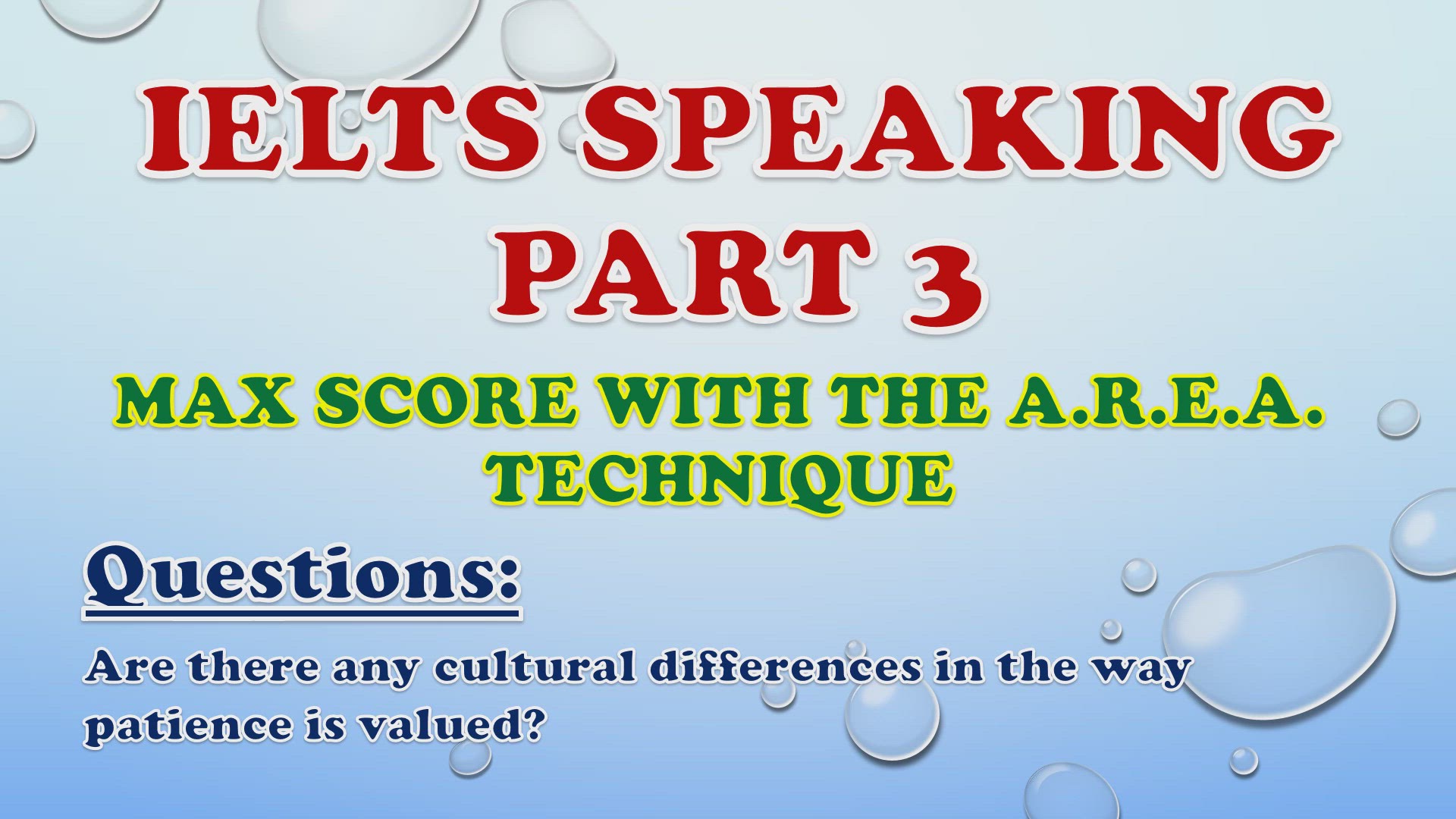 'Video thumbnail for Are there any cultural differences in the way patience is valued? - IELTS Speaking Part 3'