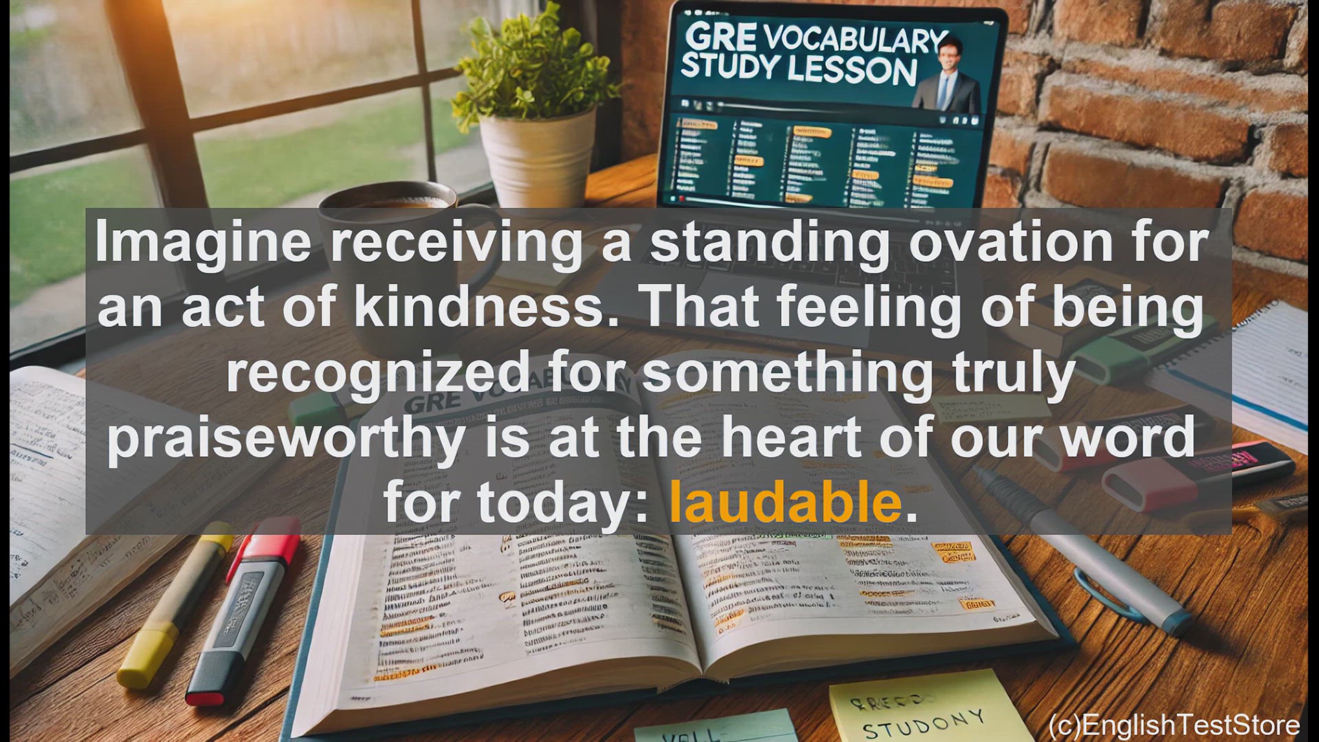 'Video thumbnail for GRE Vocabulary Lesson: Laudable - Recognizing Praiseworthy Actions'