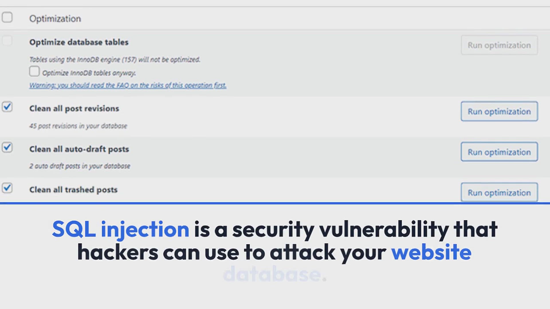 'Video thumbnail for How to Prevent WordPress SQL Injection Attacks (7 Tips)'