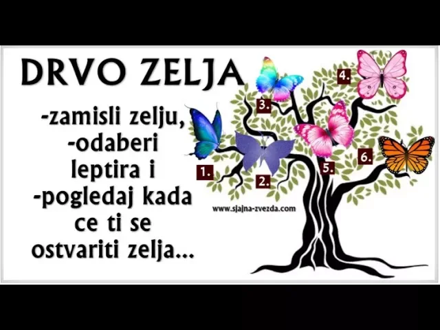 Video thumbnail for DRVO ŽELjA... Zamisli želju i pogledaj šta će ti LEPTIR kojeg odabereš reći o ISPUNJENJU