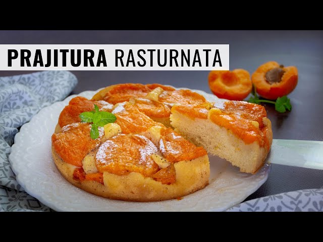'Video thumbnail for Prăjitură răsturnată cu caise și blat de pandișpan. Ieftină, pufoasă și aromată | Bucate Aromate'