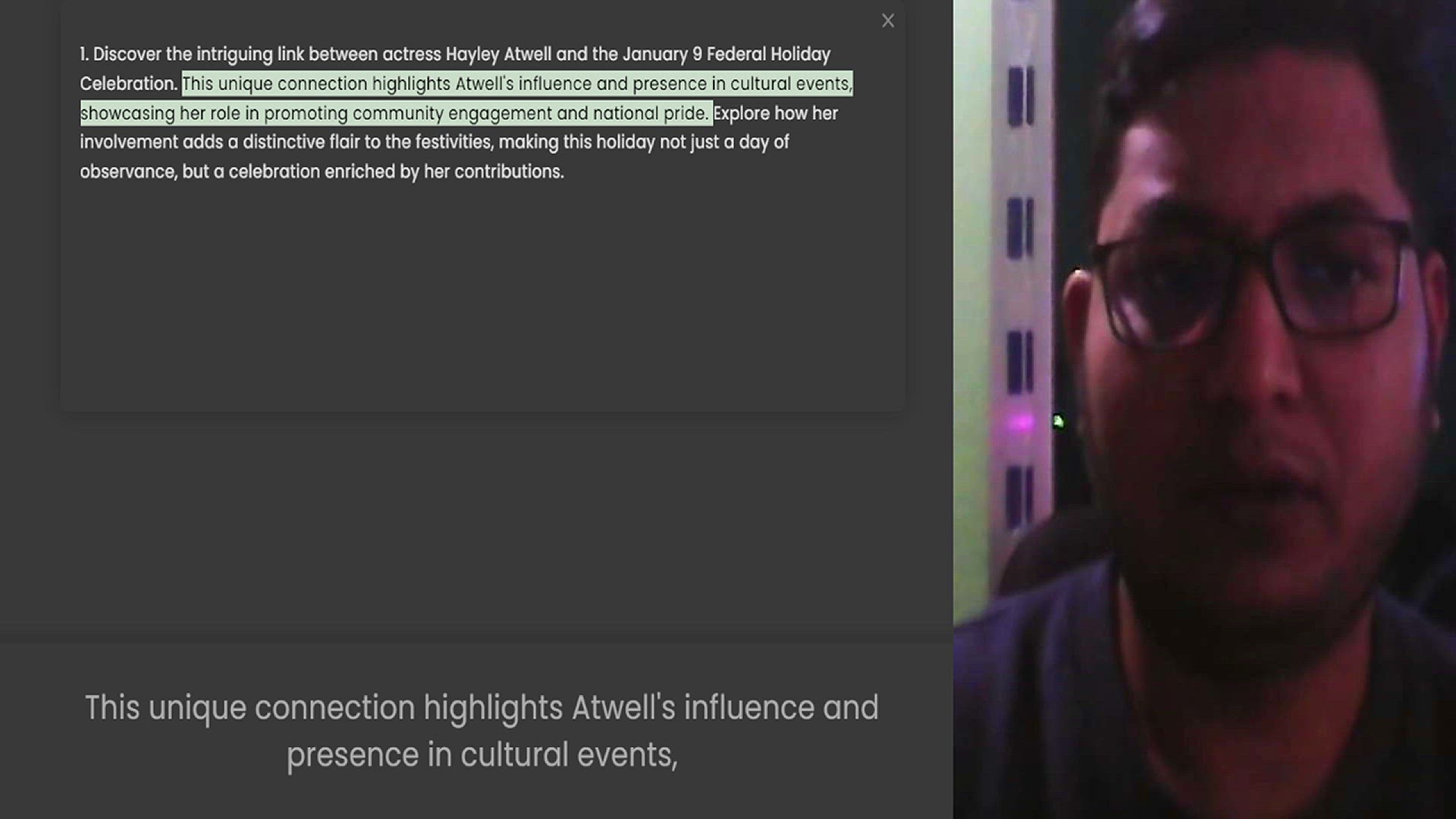 Video thumbnail for 1. Discover the intriguing link between actress Hayley Atwell and the January 9 Federal Holiday Celebration. This unique connection highlights Atwell's influence and presence in cultural events, showcasing her role in promoting community