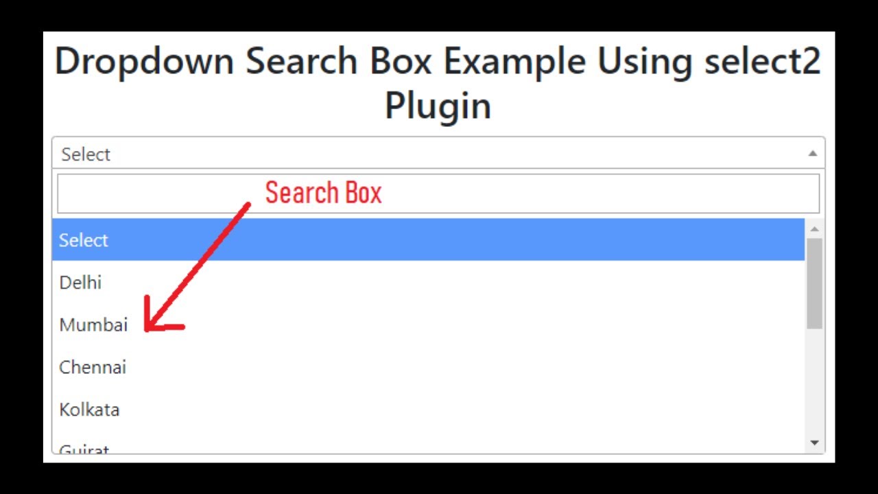 'Video thumbnail for Dropdown search box using select2 plugin jQuery.'