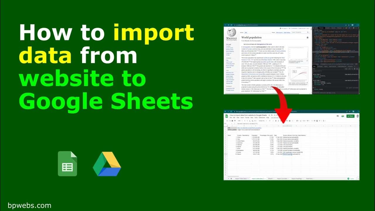 'Video thumbnail for How to import data from websites to Google Sheets'
