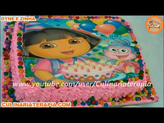 'Video thumbnail for Bolo de Morango Recheado e Decorado para Aniversário - Bolo Aniversário da Dora Aventureira'