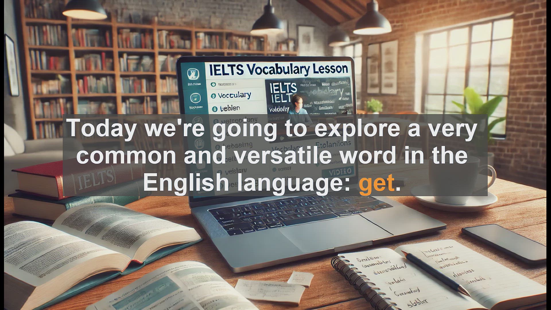 'Video thumbnail for 2500 Must Know IELTS 5.5 Vocabulary - Mastering the Verb 'Get': Essential for IELTS Success'