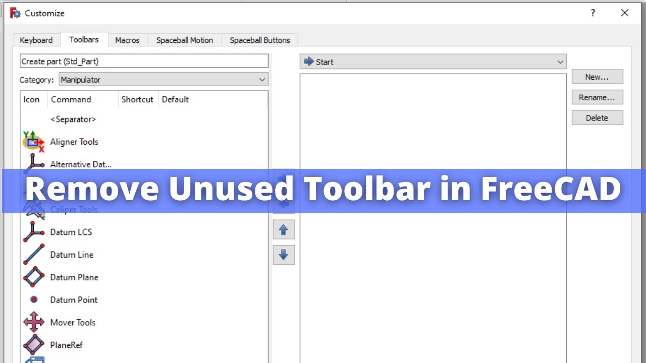 'Video thumbnail for Remove Unused Toolbar in FreeCAD | FreeCAD | FreeCAD Setting |'