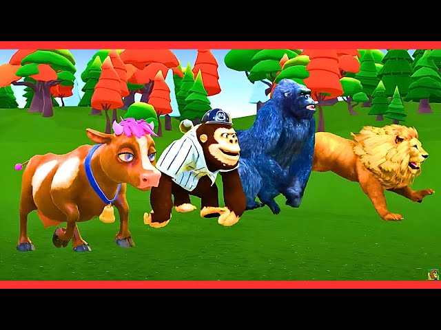 Video thumbnail for Long Slide Game With Cow Elephant Gorilla Hippopotamus Tiger 3d Animal Game Funny 3d Animals