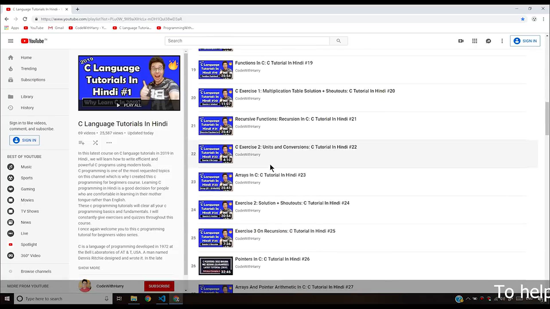 'Video thumbnail for Command Line Calculator In C - Exercise 13_ C Tutorial In Hindi #70'
