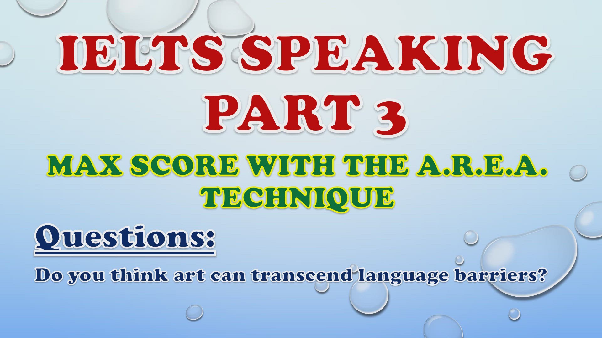 'Video thumbnail for Do you think art can transcend language barriers? - IELTS Speaking Part 3'