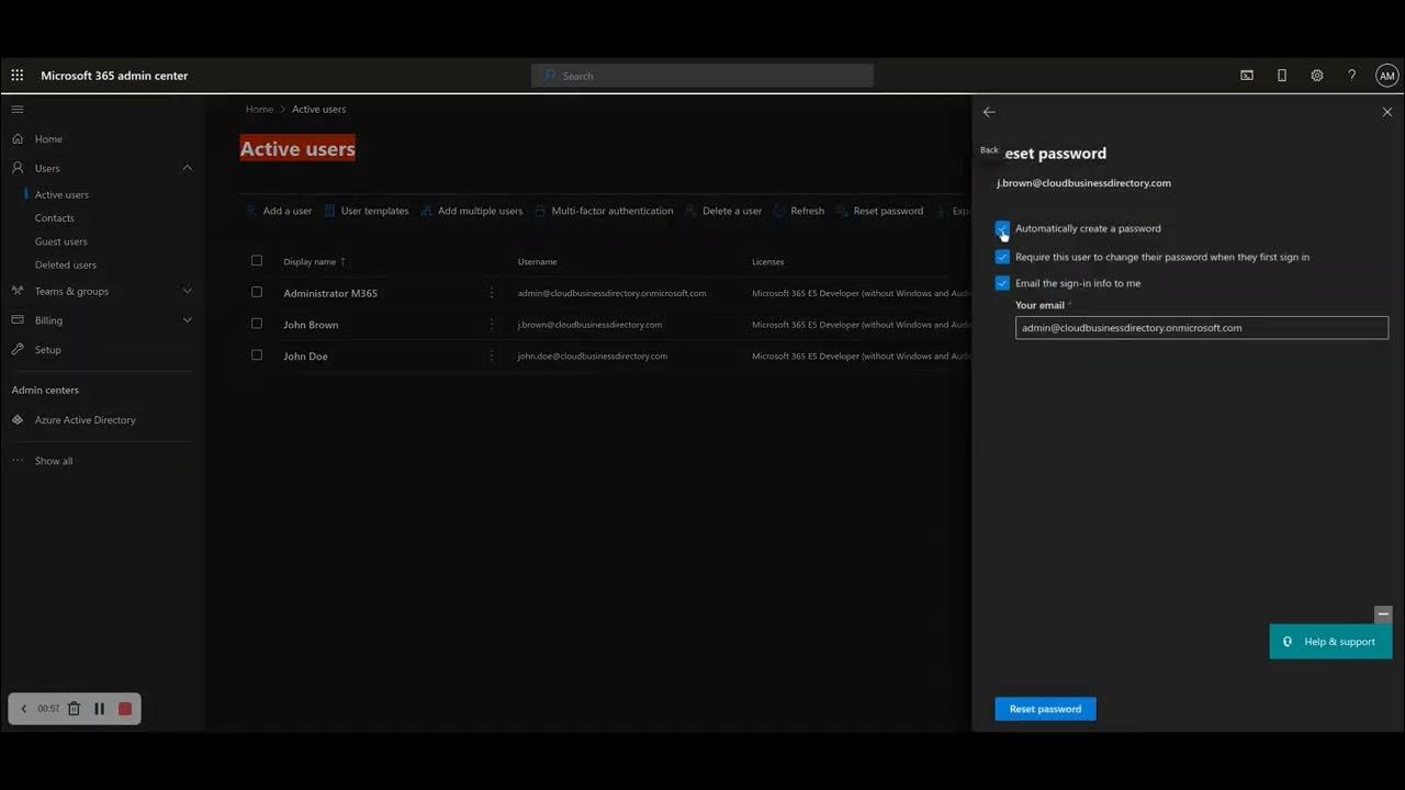 'Video thumbnail for How to reset the password of a Microsoft 365 user in the Admin Center'