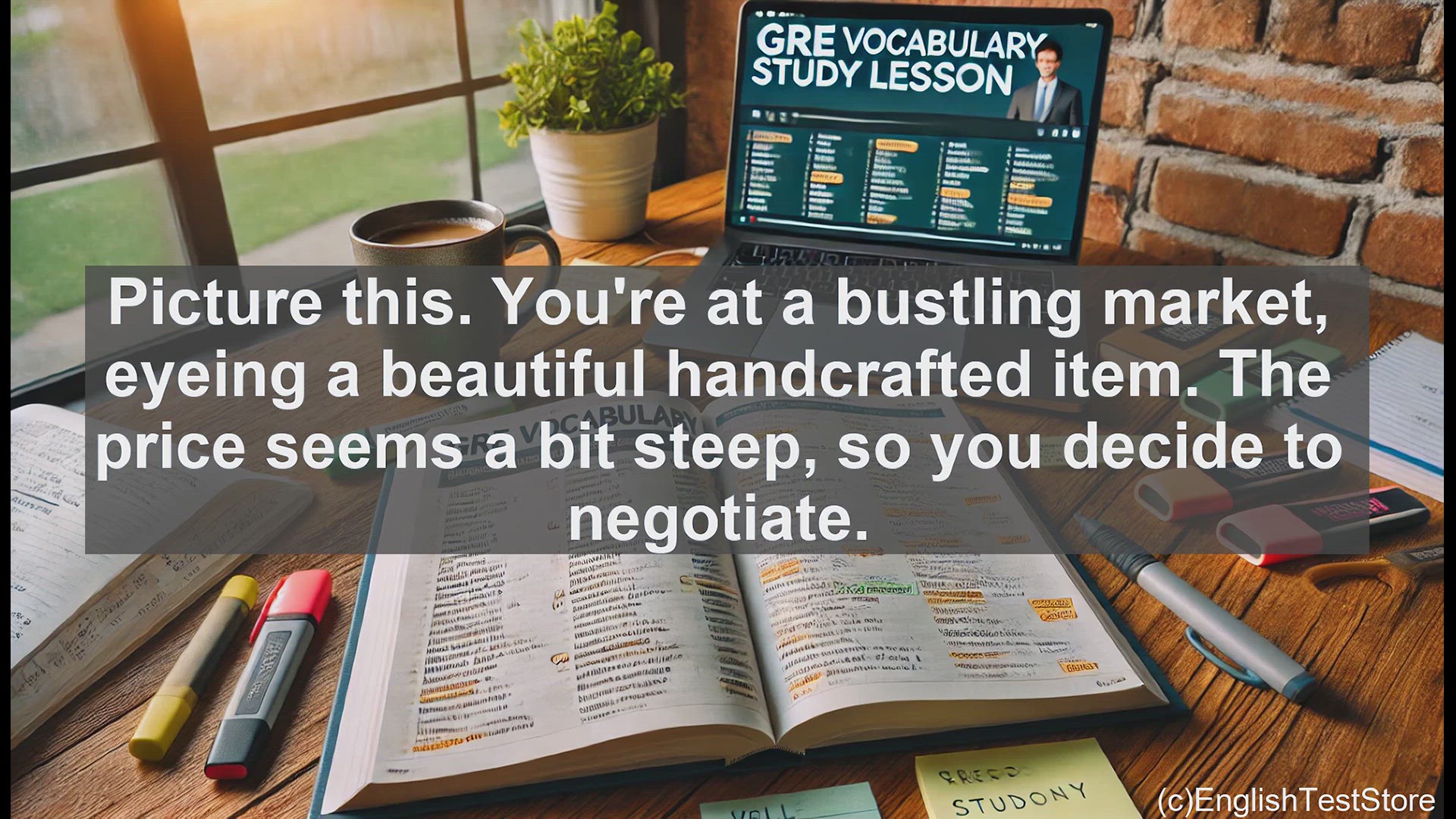 'Video thumbnail for GRE Vocabulary Lesson: The Art of Haggling - Negotiating Prices at the Market'