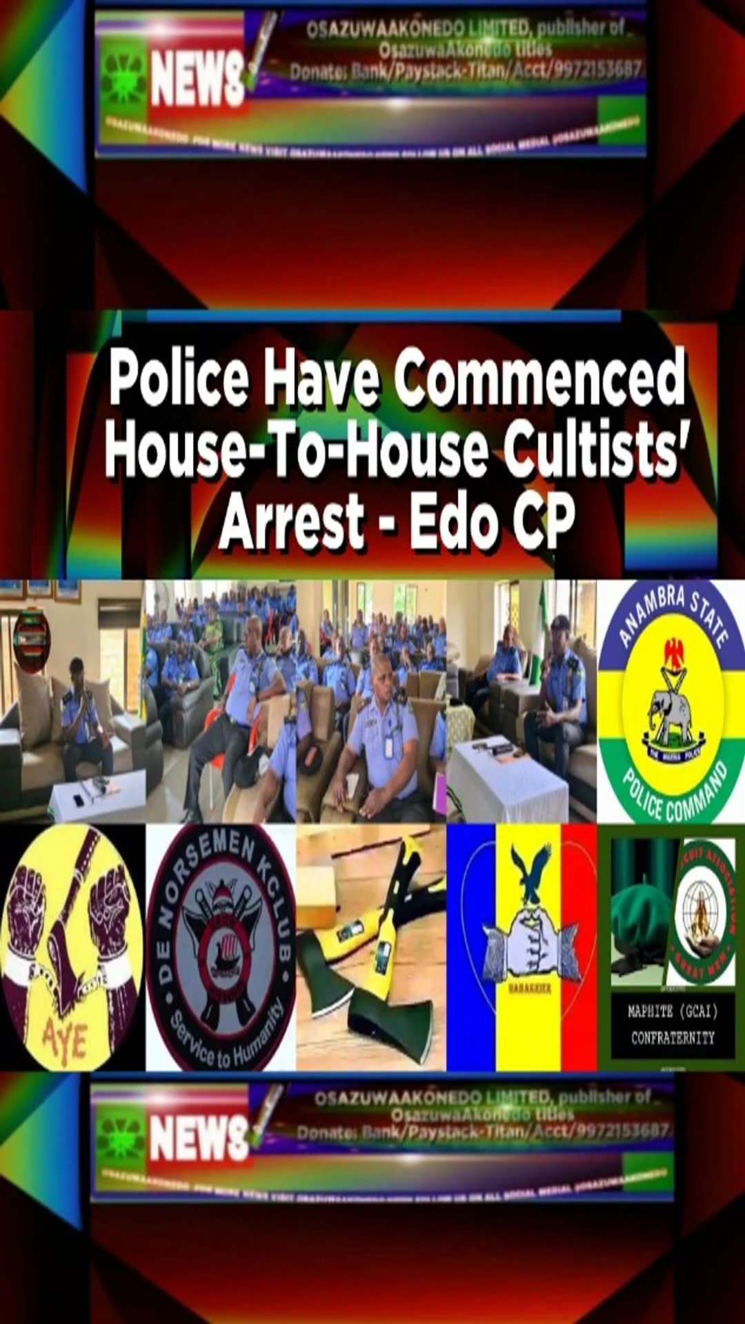 'Video thumbnail for Police Have Commenced House-To-House Cultists' Arrest - Edo CP'