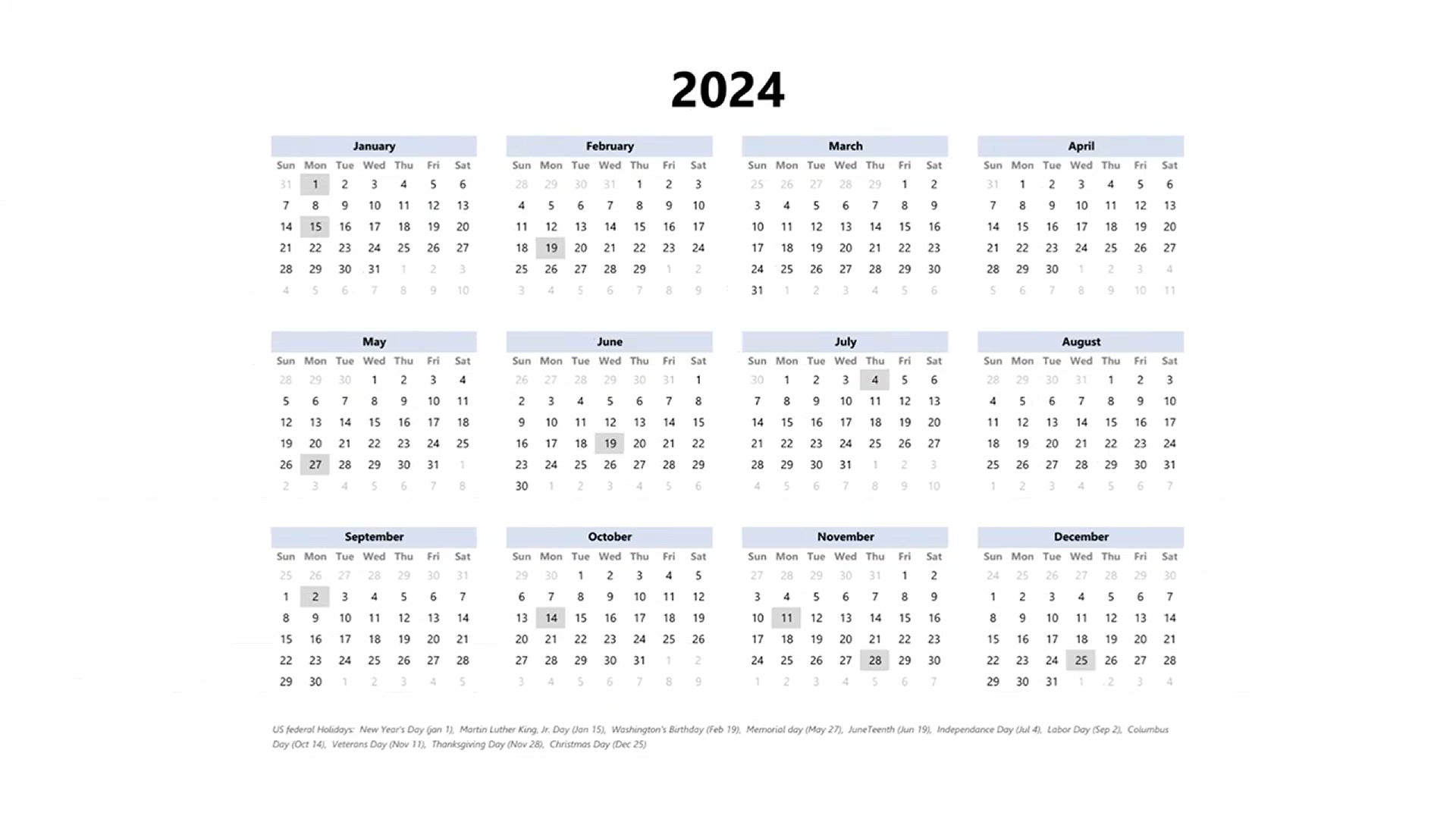 Video thumbnail for 2024 Printable Landscape Calendar Templates