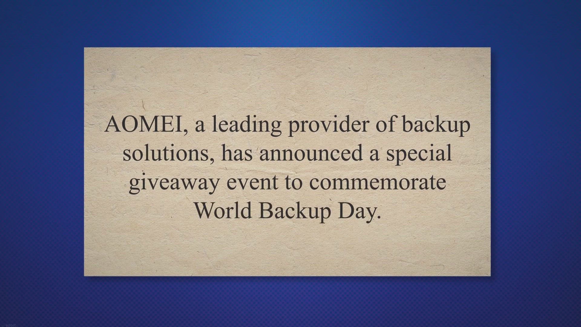 'Video thumbnail for AOMEI World Backup Day Giveaway: Protect Your Data with Free Backup Solutions Worth $648"'