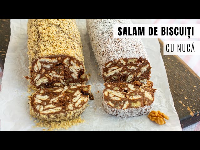'Video thumbnail for Salam de biscuiți cu nucă și stafide - rețeta clasică a copilăriei | Bucate Aromate'