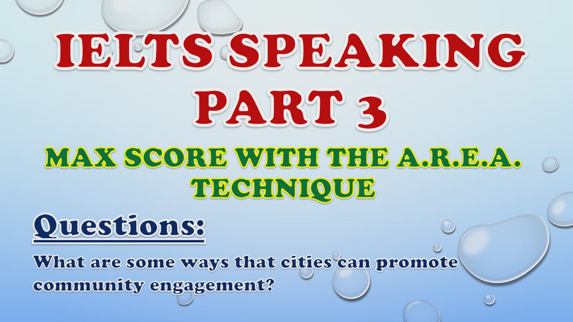 'Video thumbnail for What are some ways that cities can promote community engagement? - IELTS Speaking Part 3'