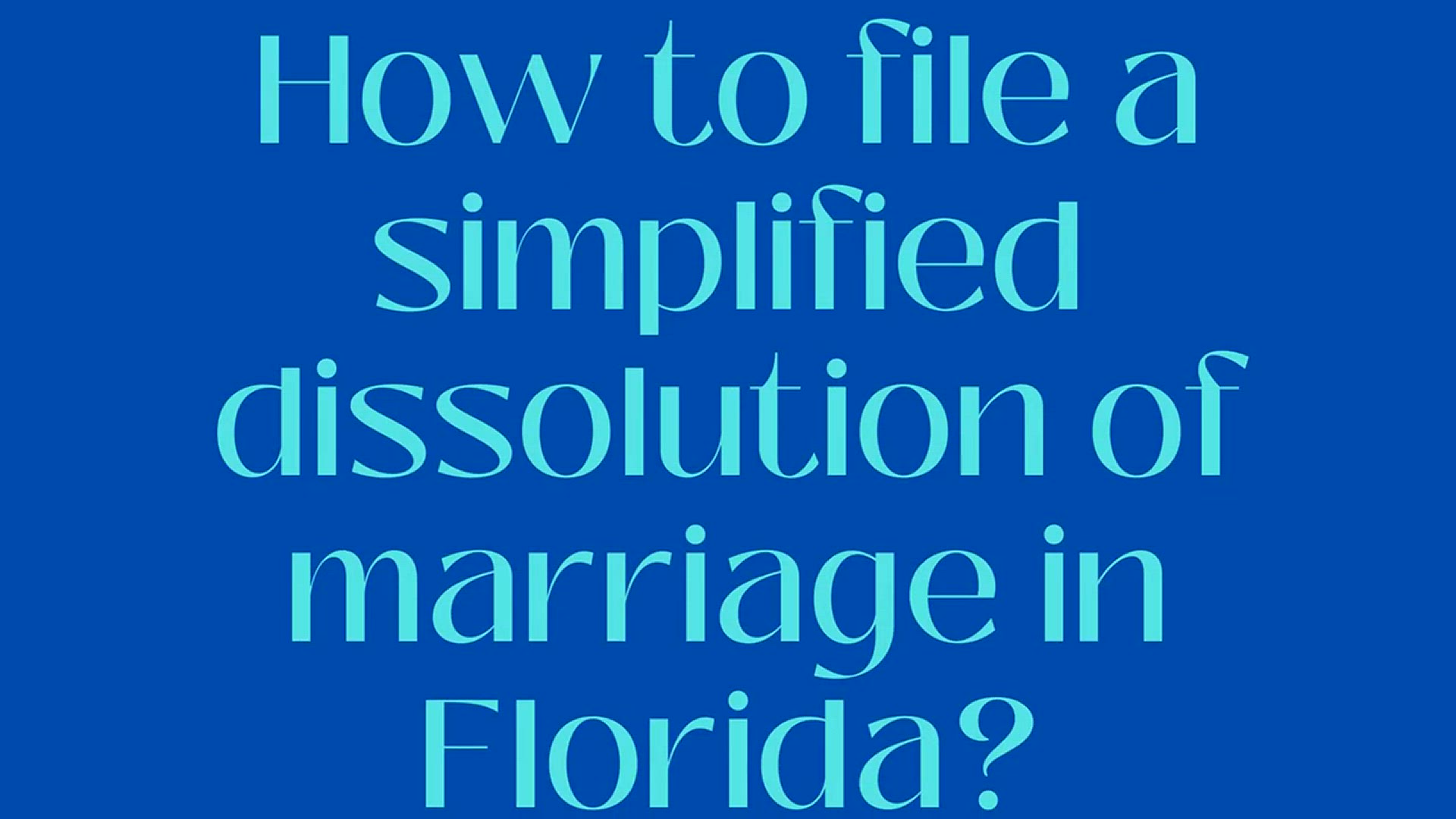 Video thumbnail for Dissolution of marriage in Florida? Video blog