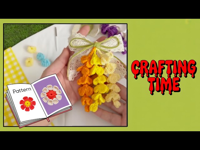 Video thumbnail for Crochet Wisteria- Car charm, hair tie or brooch - Easy Crochet Wisteria Flower Amigurumi