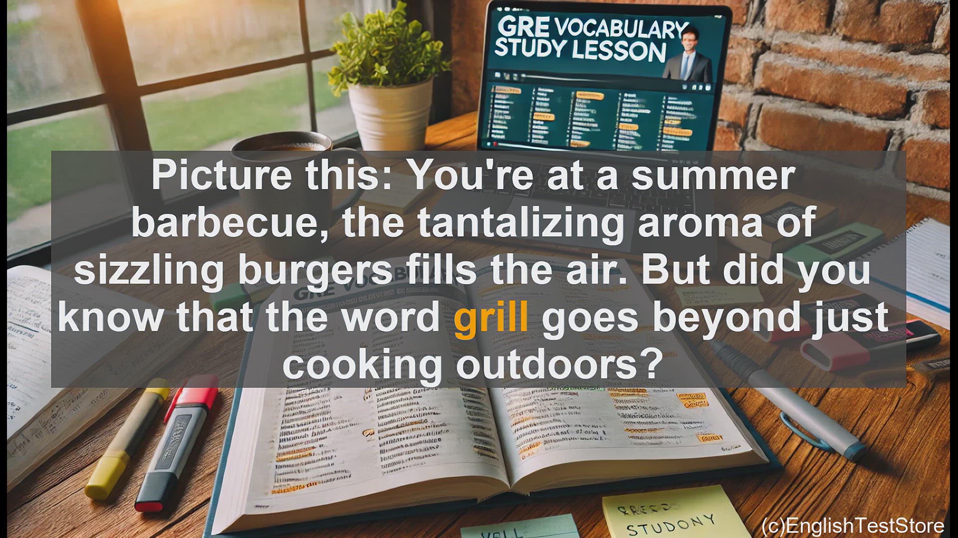 'Video thumbnail for GRE Vocabulary Lesson: Exploring the Versatile Word 'Grill' for GRE Vocabulary'