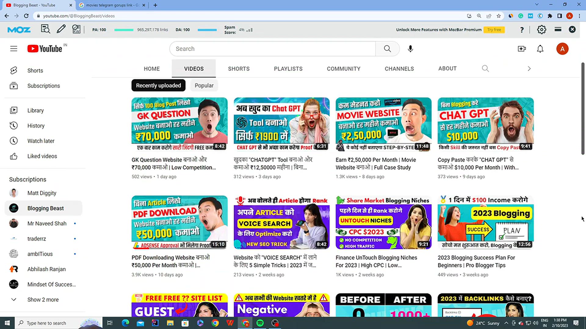 'Video thumbnail for Telegram के ऊपर Website बनाओ _ लाखो में Traffic पाओ _ 2023 Best Blogging Niche'