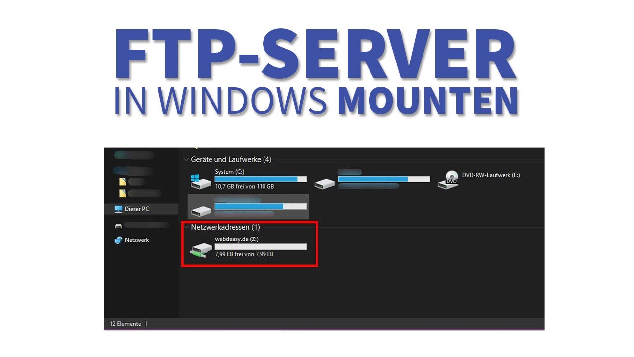 Video thumbnail for Windows: (S)FTP-Server als vollwertiges Netzlaufwerk (mit Laufwerksbuchstaben) einbinden