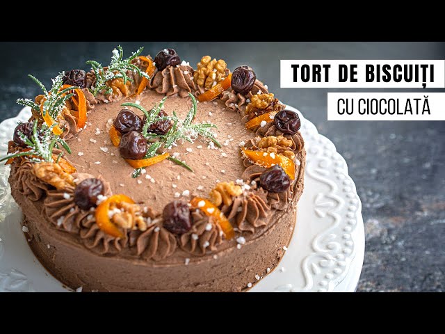 'Video thumbnail for Tort de biscuiți cu ciocolată - rețeta simplă și rapidă de tort fără coacere | Bucate Aromate'