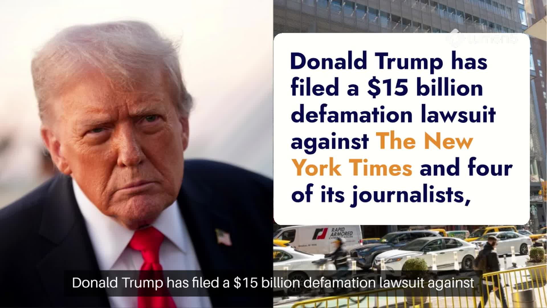 Video thumbnail for Trump Files $15 Billion Defamation Suit Against The New York Times