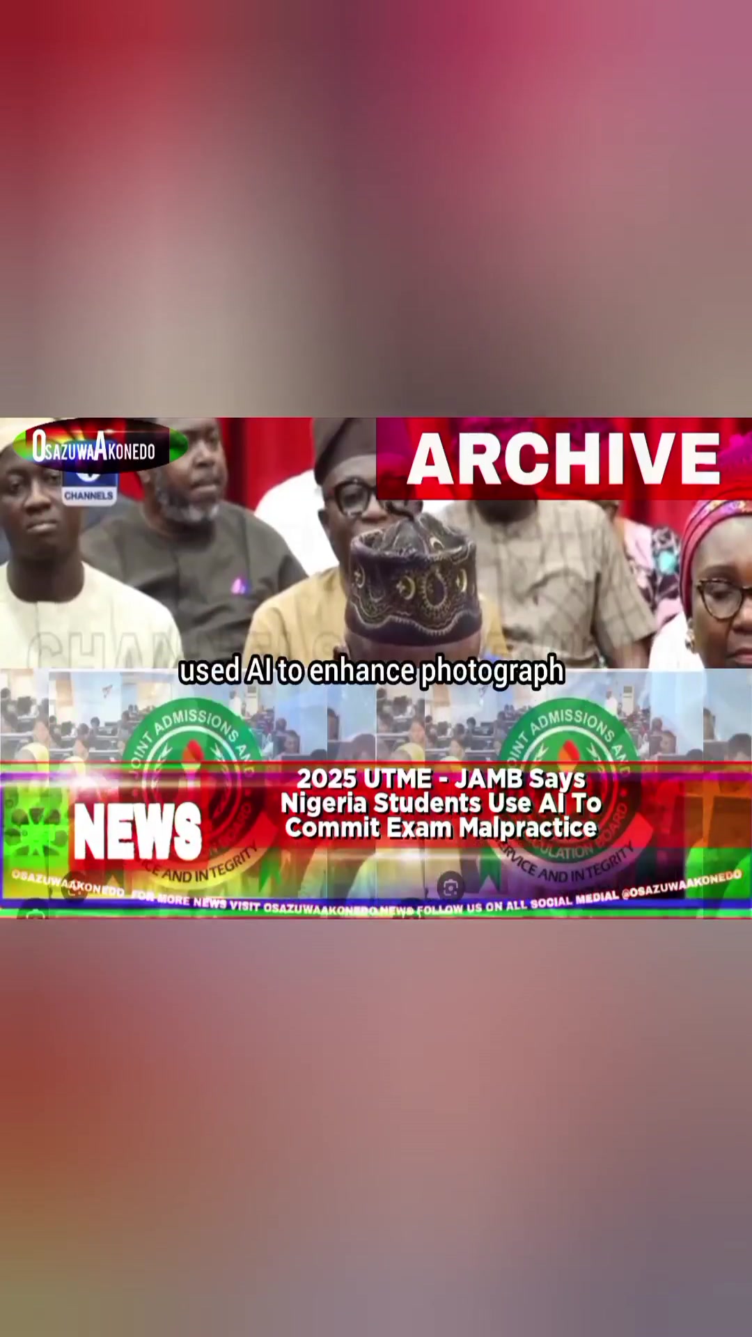 'Video thumbnail for 2025 UTME - JAMB Says Nigeria Students Use AI To Commit Exam Malpractice '