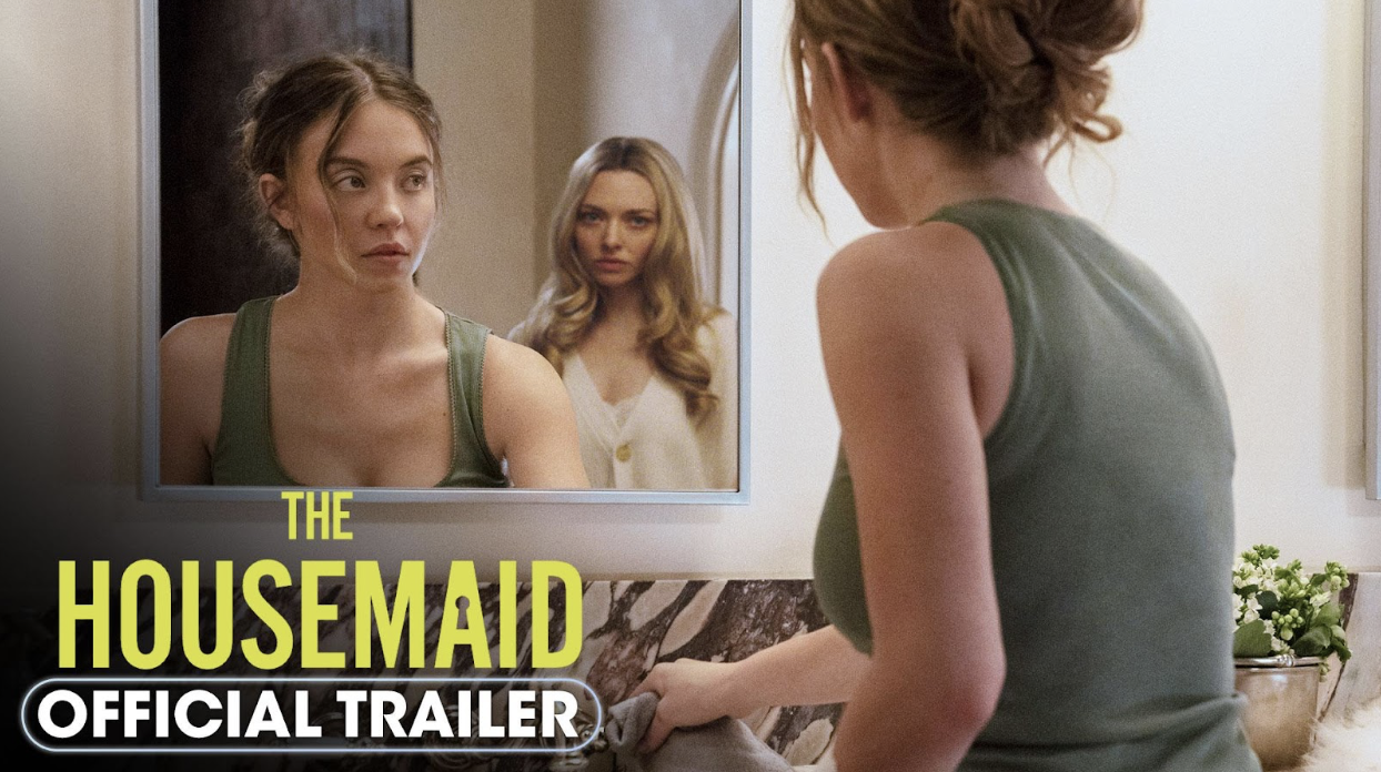 Video thumbnail for 'The Housemaid' trailer: Sydney Sweeney and Amanda Seyfried face off to a killer Sabrina Carpenter bop