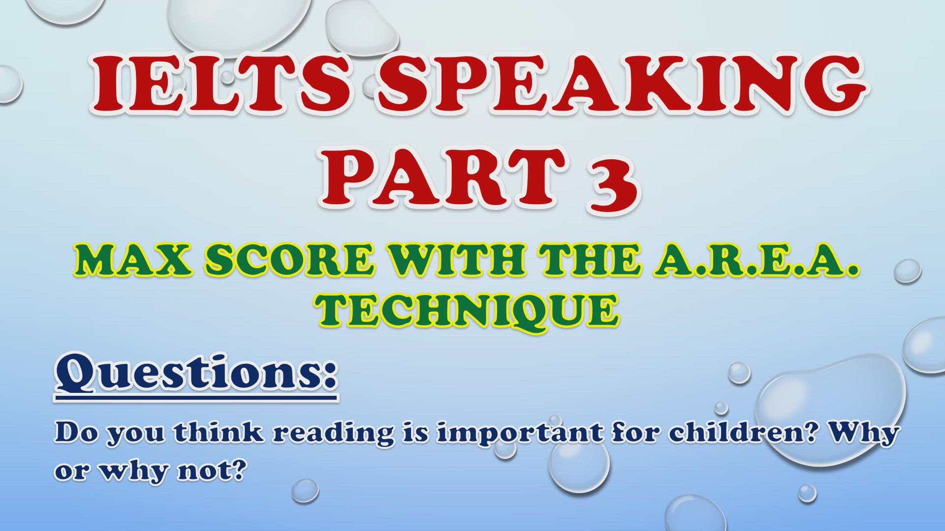 'Video thumbnail for Do you think reading is important for children? Why or why not? - IELTS Speaking Part 3'