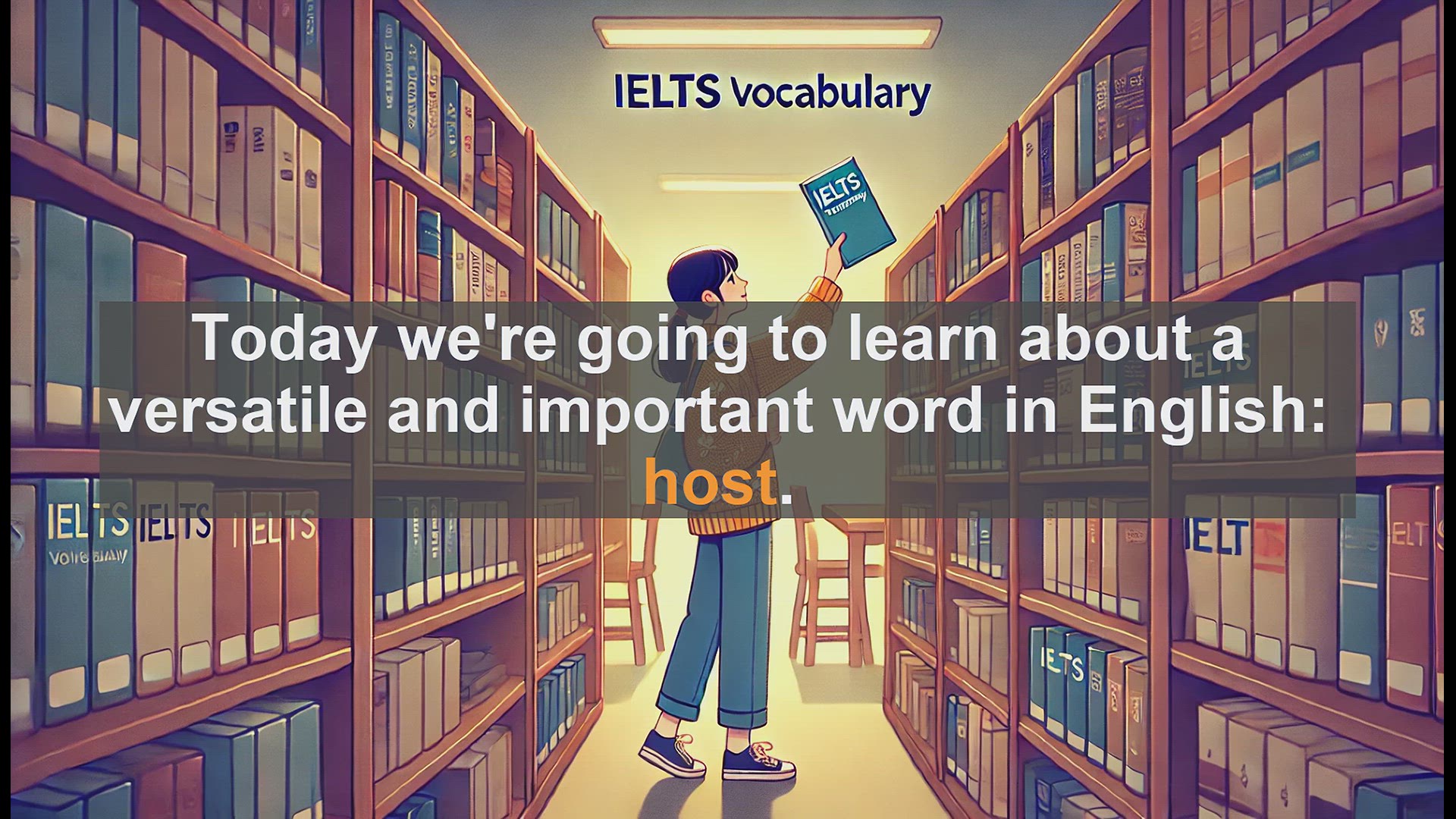 'Video thumbnail for 2500 Must Know IELTS 5.5 Vocabulary - Understanding the Word 'Host': Meanings and Uses in English'