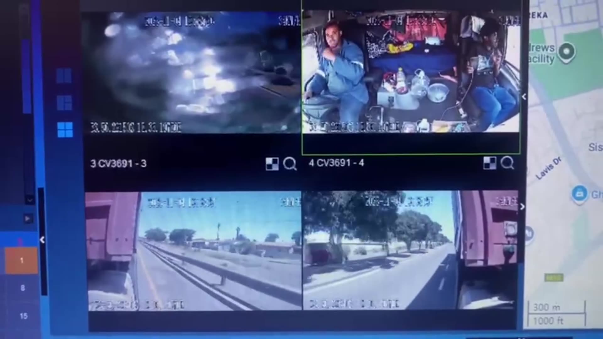 Video thumbnail for Watch-Shocking video shows taxi passengers hurl rocks at a truck drivers windscreen nearly causing a major collision.