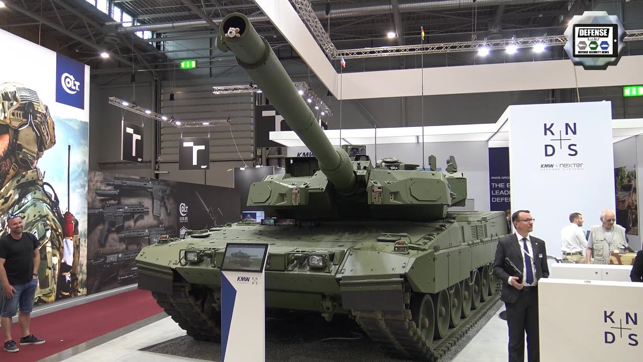 'Video thumbnail for IDET 2023 Day 3 Defense Exhibition Brno Czech Republic Leopard 2A8 tank & Skynex air defense'