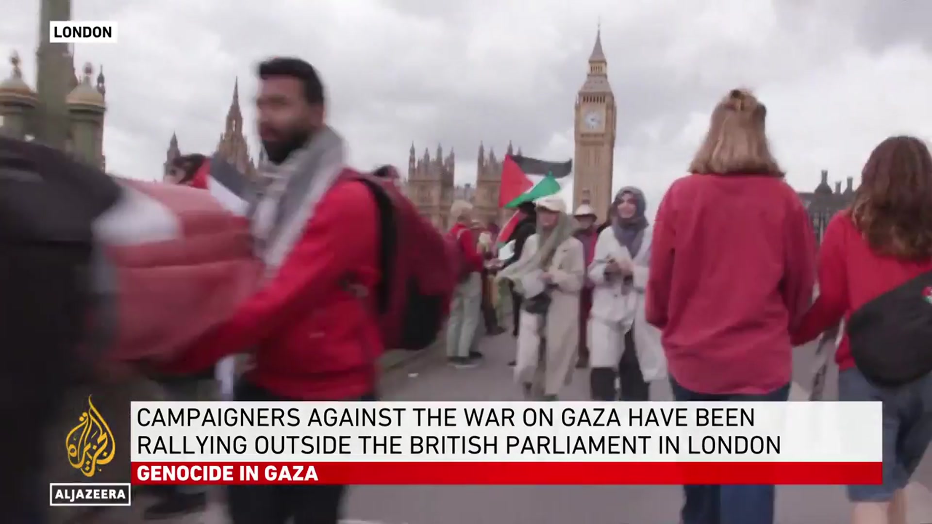 'Video thumbnail for Pro-Palestine protesters in UK call for Israel arms embargo, sanctions'