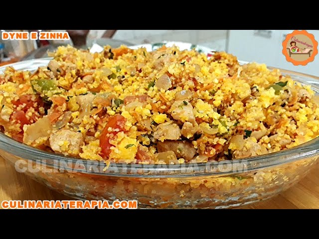 'Video thumbnail for Farofa de Cuscuz com Frango Super Leve e Saborosa - Como Fazer o Melhor Cuscuz Nordestino'