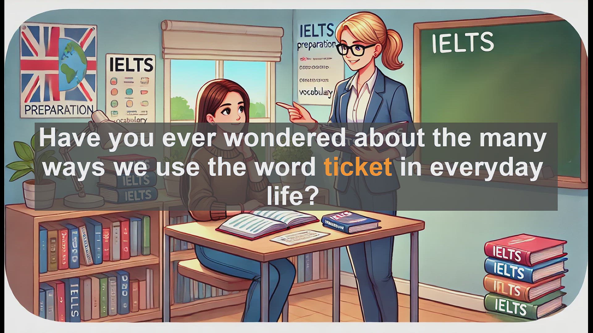 'Video thumbnail for 2500 Must Know IELTS 5.5 Vocabulary - Understanding the Word 'Ticket': Uses and Examples for IELTS'