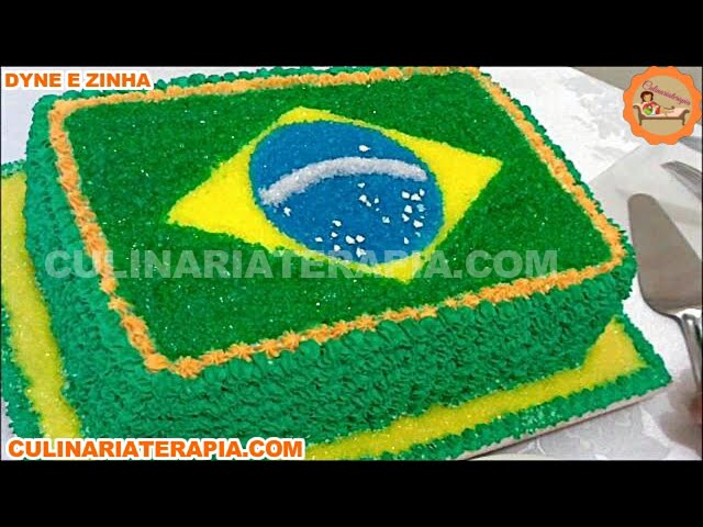 'Video thumbnail for O Segredo do Bolo Recheado e Decorado Bandeira do Brasil - Bolo Retrô 🎊🎊🎉🎉'