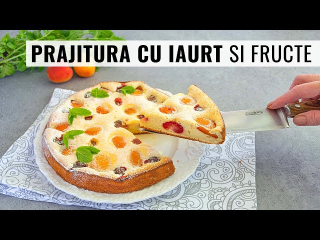 'Video thumbnail for Prăjitură cu iaurt și fructe - rețeta simplă, ieftină, fără praf de copt | Bucate Aromate'