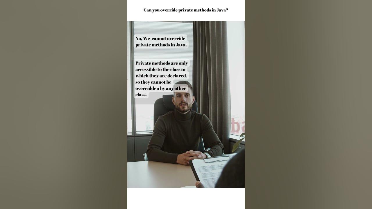 Video thumbnail for Can you override private methods in Java? | #shorts