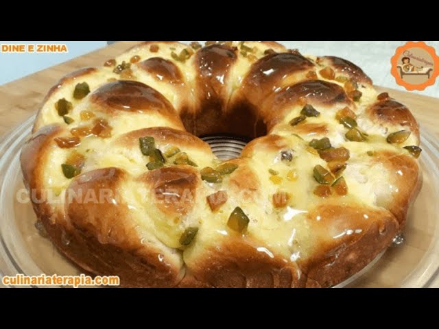 'Video thumbnail for ROSCA DE PÃO DOCE TRANÇADA E RECHEADA COM CREME DE CONFEITEIRO E FRUTAS CRISTALIZADAS'
