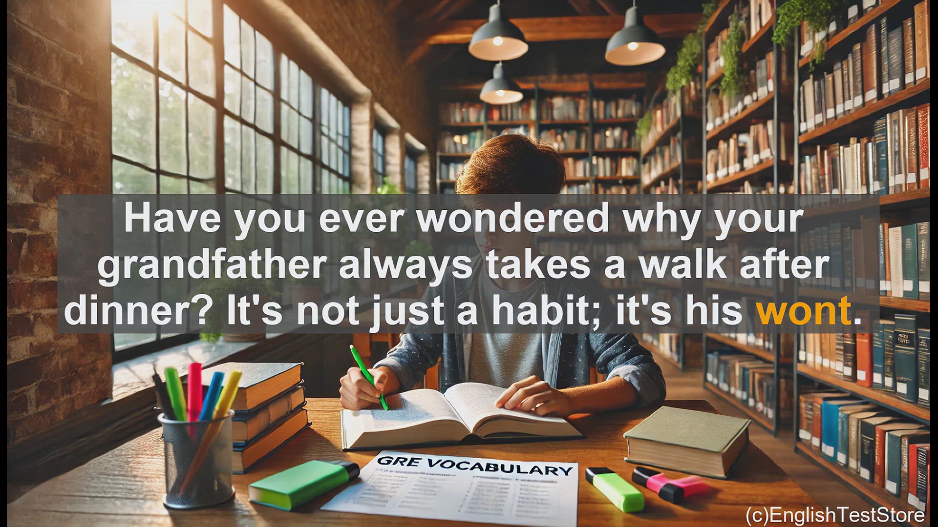 'Video thumbnail for GRE Vocabulary Lesson: Exploring the Fascinating Word 'Wont''