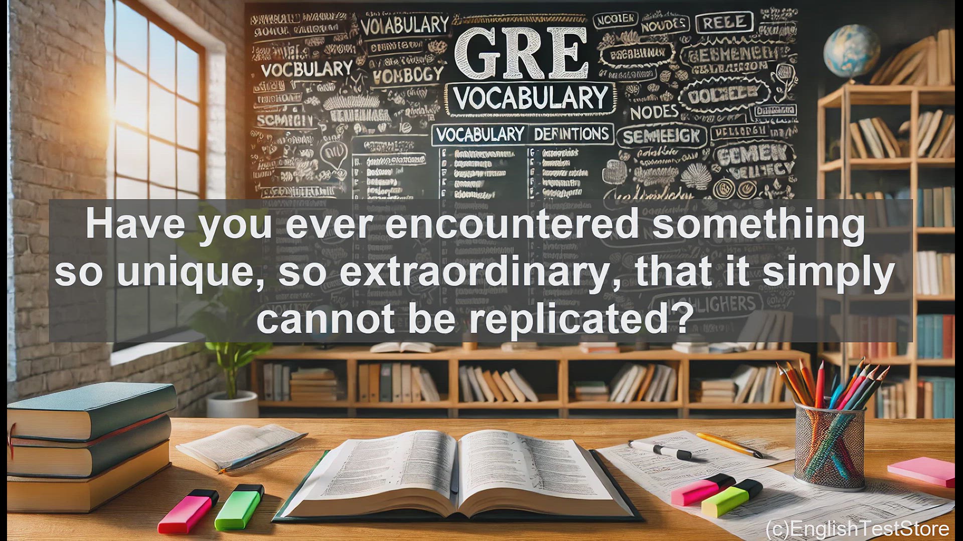 'Video thumbnail for GRE Vocabulary Lesson: Exploring the Inimitable - Discovering the Unique and Extraordinary'